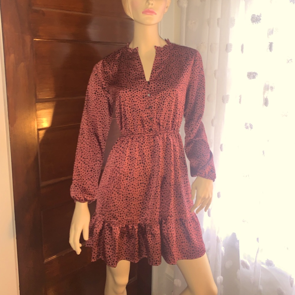 LOFT pink and black leopard dress, size small.